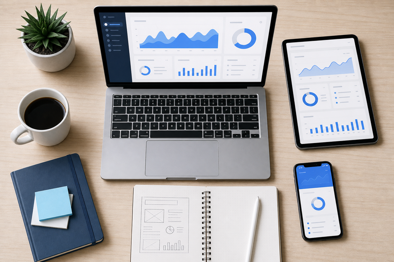 Illustration: Online Business Tools und Produktivität